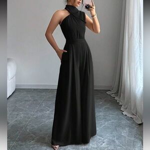 SHEIN Black Halter Jumpsuit